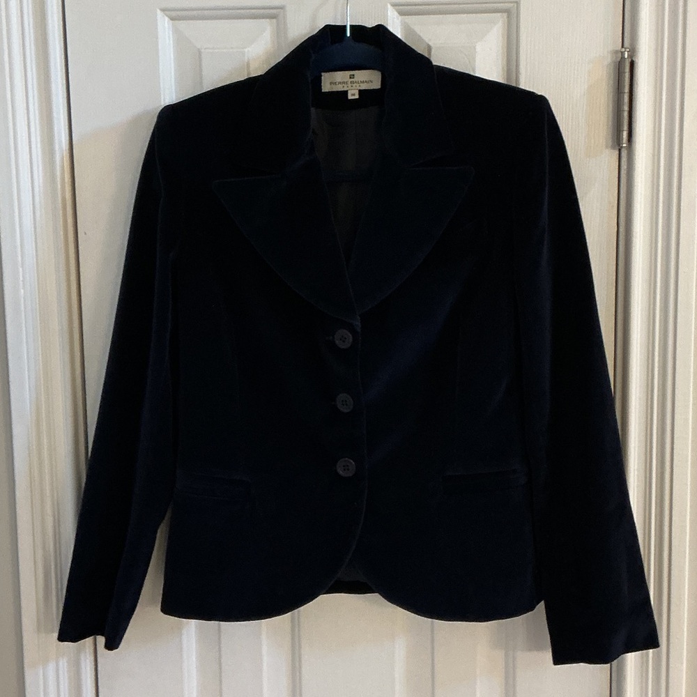 Pierre Balmain Paris Navy Velvet Jacket